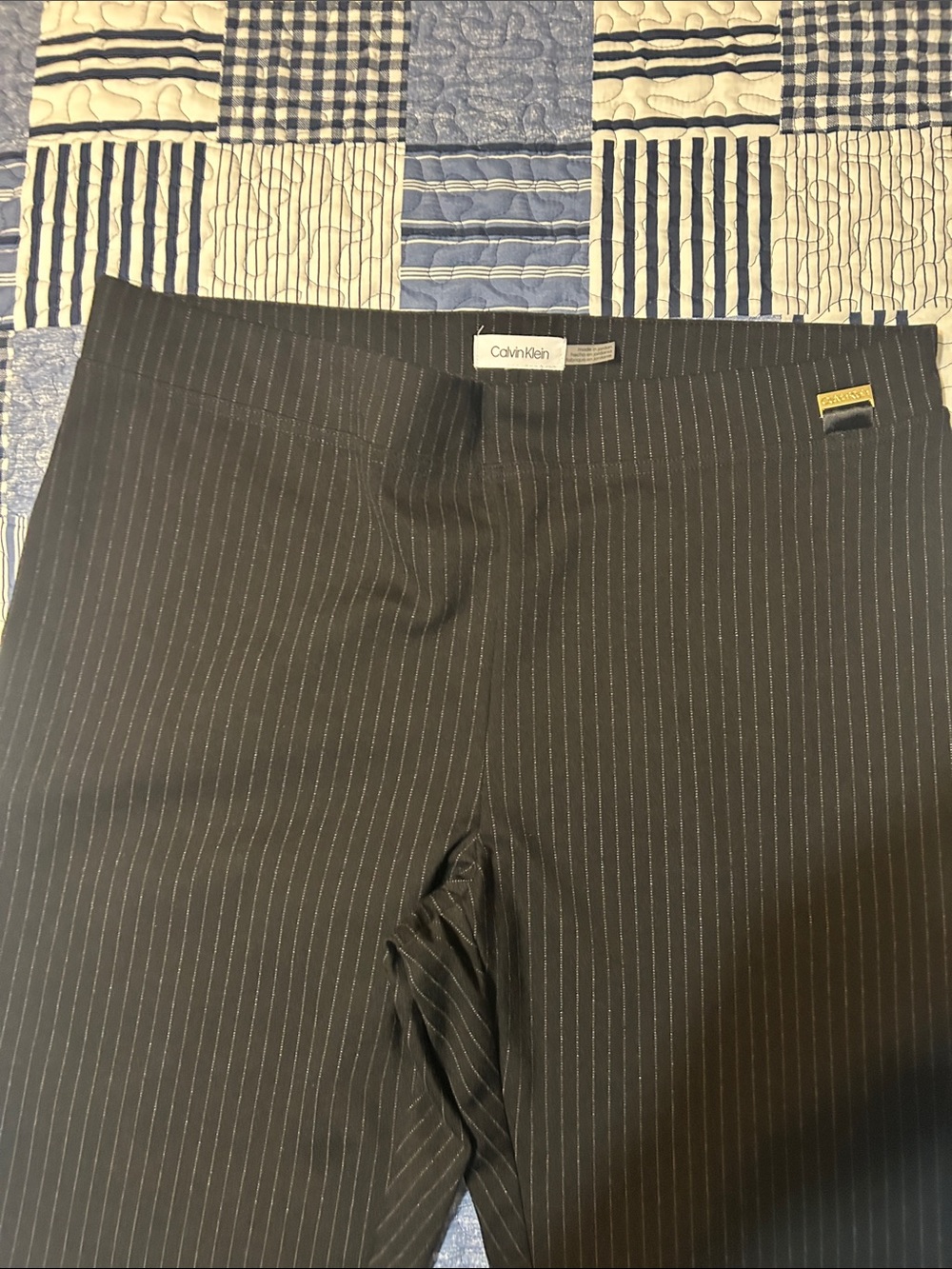 Calvin Klein Black Pinstriped Dress Pants Inseam about 29 Size XL